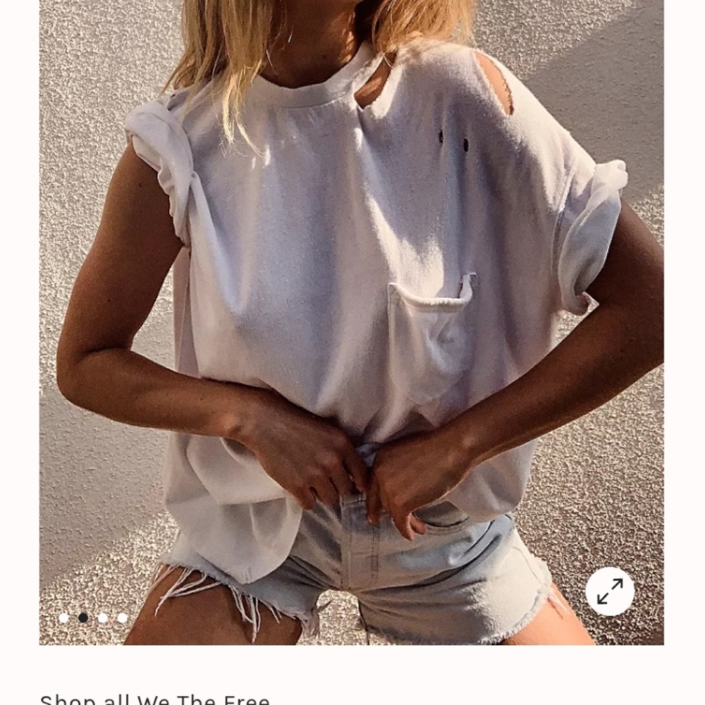 Free People Pink Distressed T-Shirt XS